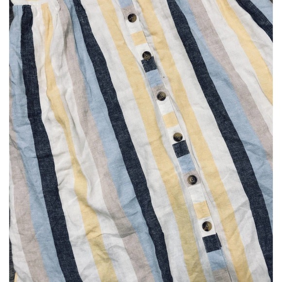 Time & Tru Linen Blend XXL (20) Dress Yellow White Flutter Sleeve Summer NEW F3 - Picture 4 of 8